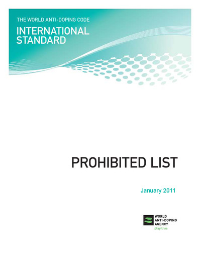 Nieuwe dopinglijst per 1 januari 2011